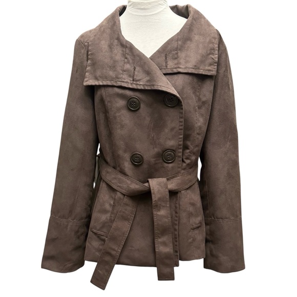 Luii Anthropologie soft faux suede double breasted lined jacket. Women's size L - Picture 2 of 15